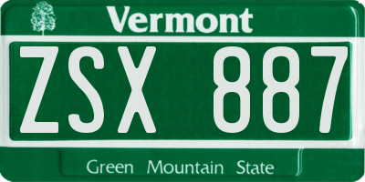 VT license plate ZSX887