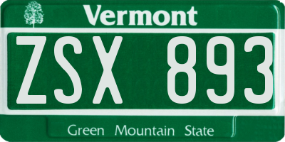 VT license plate ZSX893