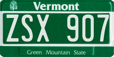 VT license plate ZSX907