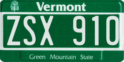 VT license plate ZSX910