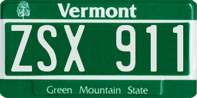 VT license plate ZSX911