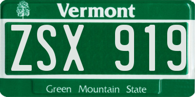 VT license plate ZSX919