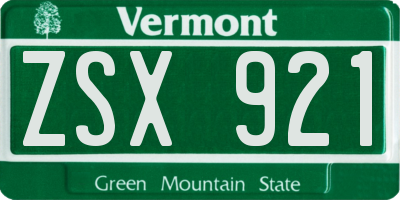 VT license plate ZSX921