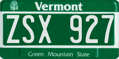 VT license plate ZSX927
