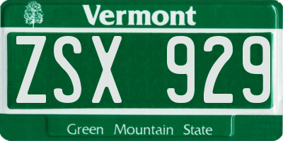 VT license plate ZSX929