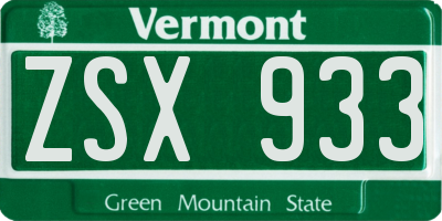 VT license plate ZSX933