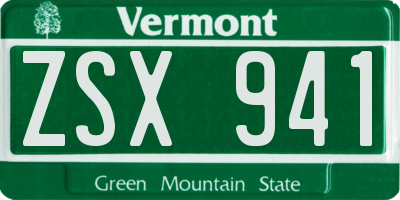 VT license plate ZSX941
