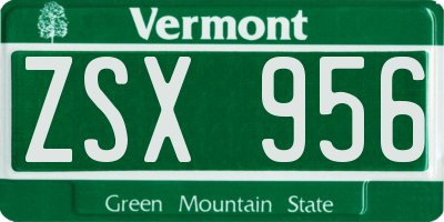 VT license plate ZSX956