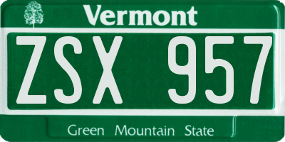 VT license plate ZSX957