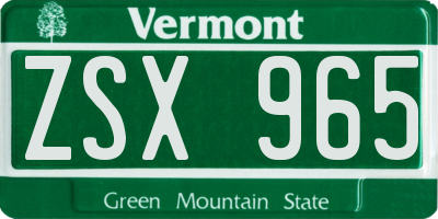 VT license plate ZSX965