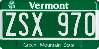 VT license plate ZSX970