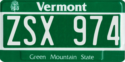VT license plate ZSX974