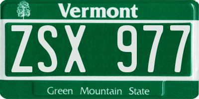 VT license plate ZSX977