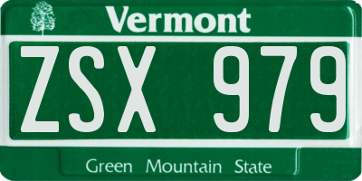 VT license plate ZSX979