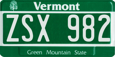 VT license plate ZSX982