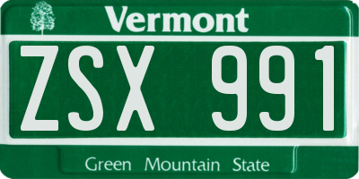 VT license plate ZSX991