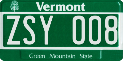 VT license plate ZSY008