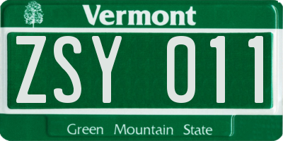 VT license plate ZSY011