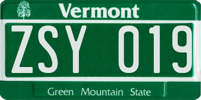 VT license plate ZSY019