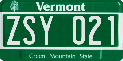 VT license plate ZSY021