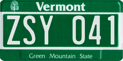 VT license plate ZSY041