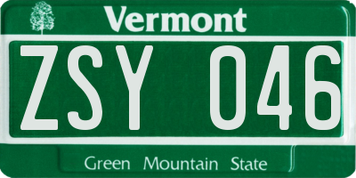 VT license plate ZSY046