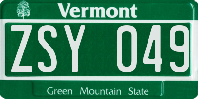 VT license plate ZSY049
