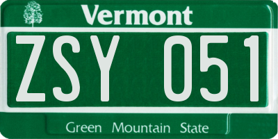 VT license plate ZSY051