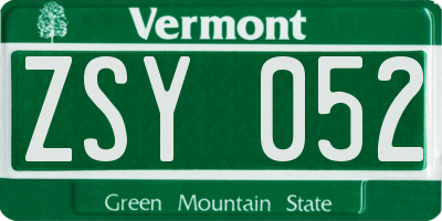VT license plate ZSY052