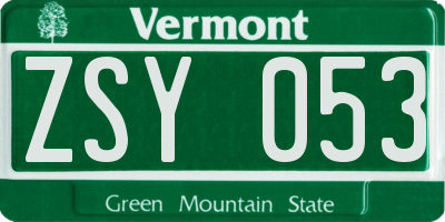 VT license plate ZSY053