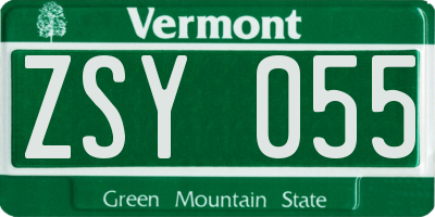 VT license plate ZSY055
