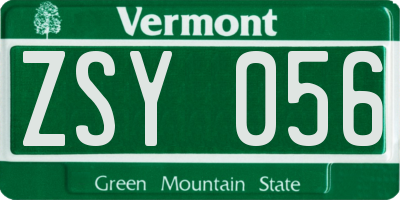 VT license plate ZSY056