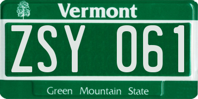 VT license plate ZSY061