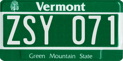 VT license plate ZSY071