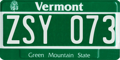 VT license plate ZSY073