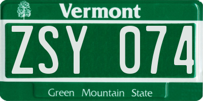 VT license plate ZSY074