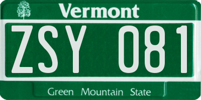 VT license plate ZSY081