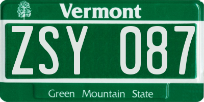 VT license plate ZSY087