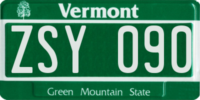 VT license plate ZSY090