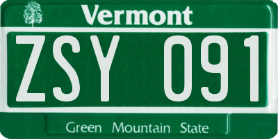 VT license plate ZSY091