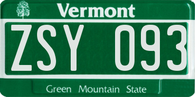 VT license plate ZSY093
