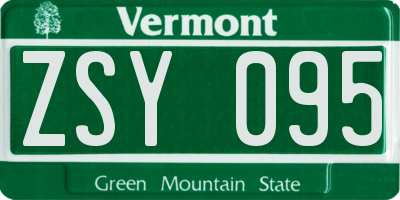 VT license plate ZSY095
