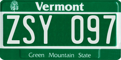 VT license plate ZSY097