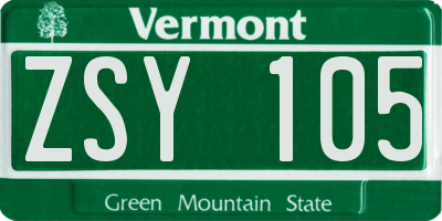 VT license plate ZSY105