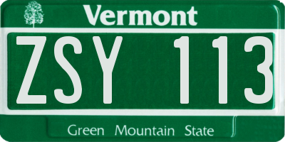 VT license plate ZSY113