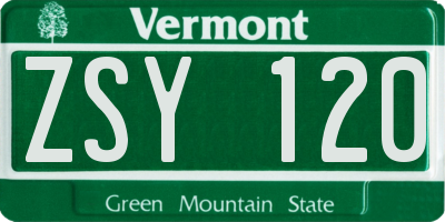 VT license plate ZSY120