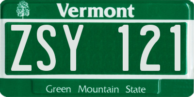 VT license plate ZSY121