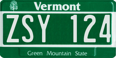 VT license plate ZSY124