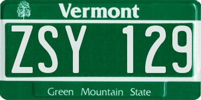 VT license plate ZSY129