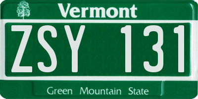 VT license plate ZSY131